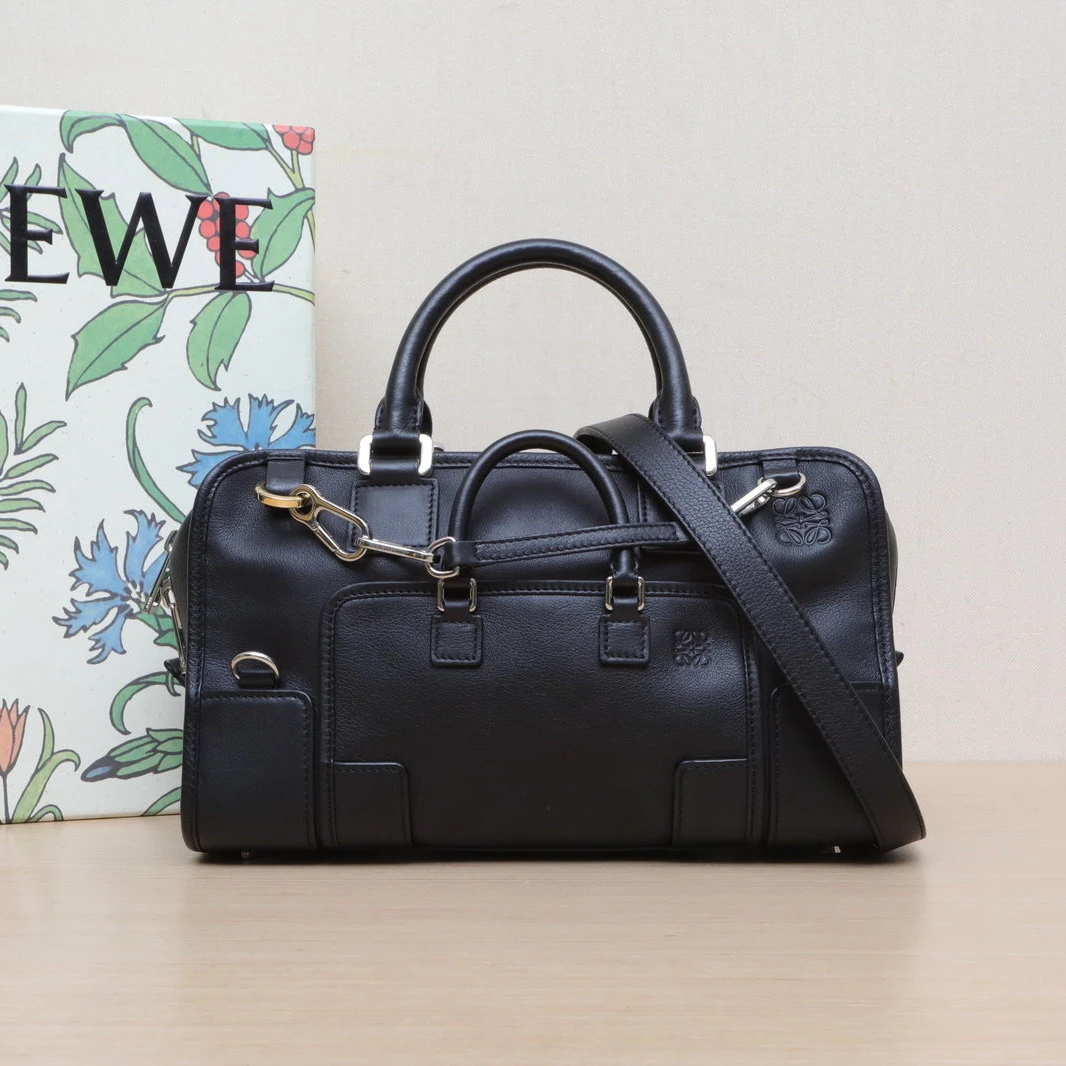 99新 LOEWE/罗意威 【小花黑黑】罗意威 保龄球 手提单肩包