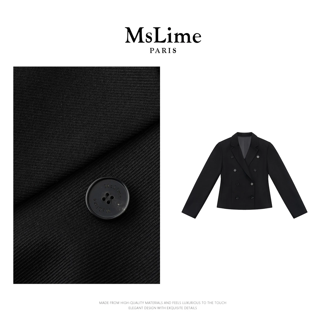 王嬛嬛MsLime25年新款进口绵羊毛黑色西装 HD2A1164