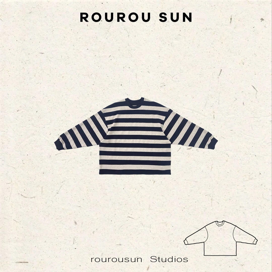 50272冬款女装韩版圆领慵懒百搭休闲条纹套头卫衣