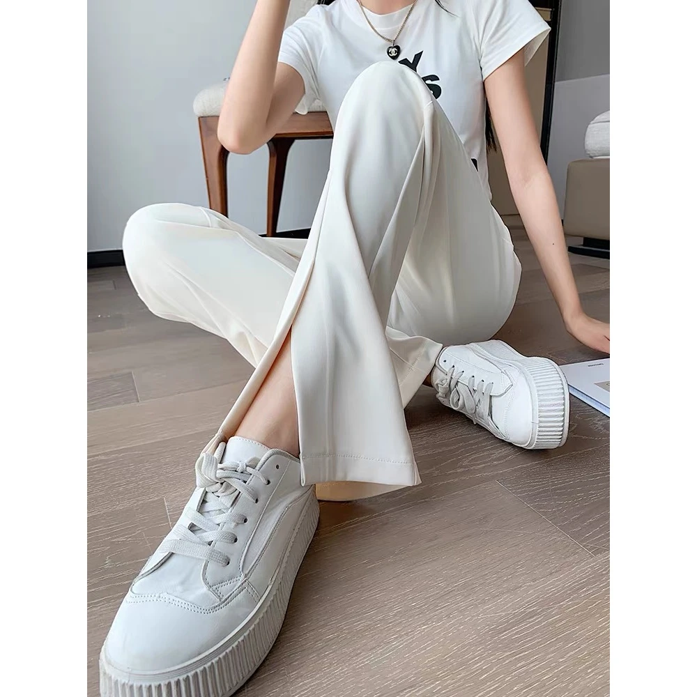 【玛莎】垂感外穿高腰薄款夏装休闲裤夏季喇叭裤透气2372#