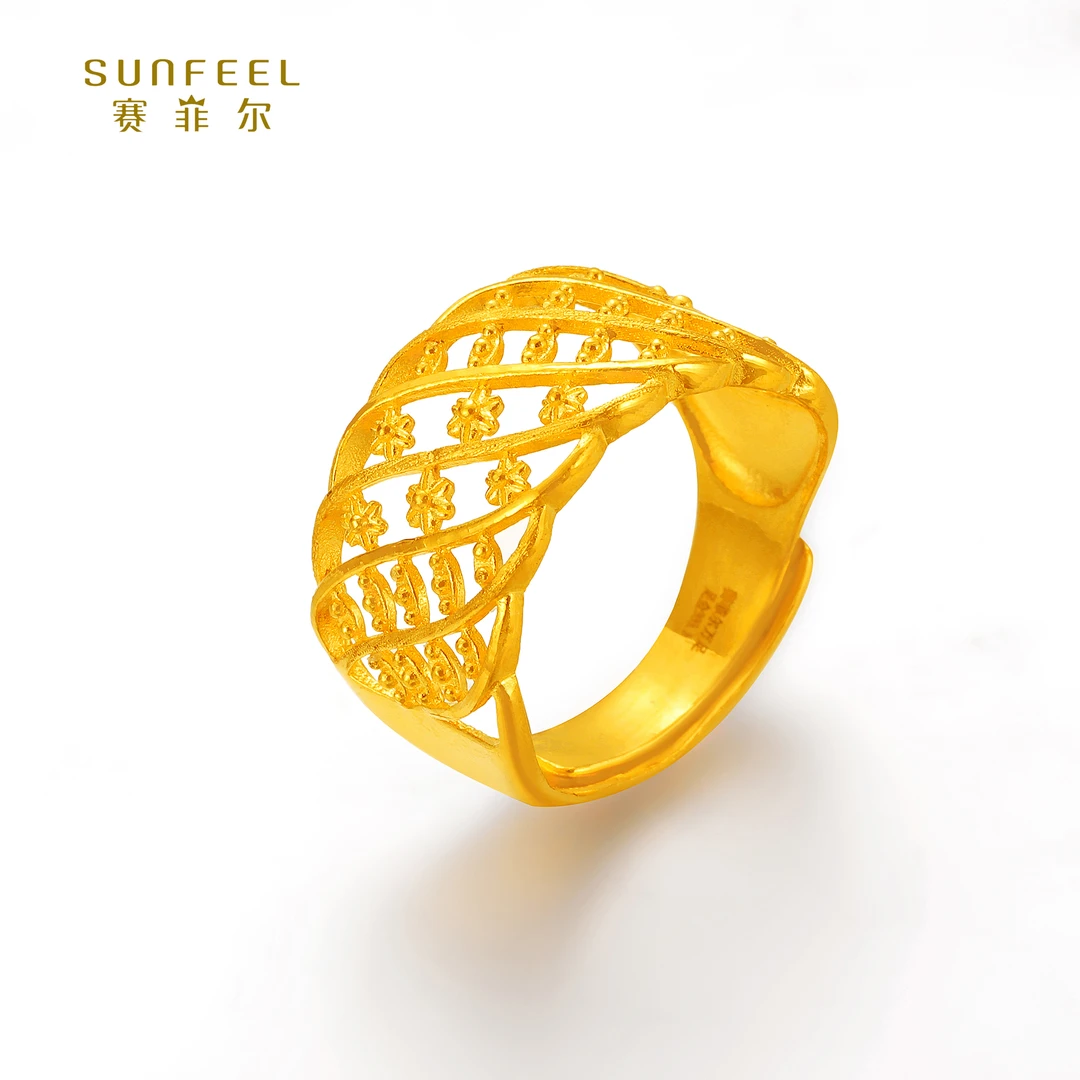 SUNFEEL/赛菲尔【十七店】足金小花栅栏戒指HJ20051797