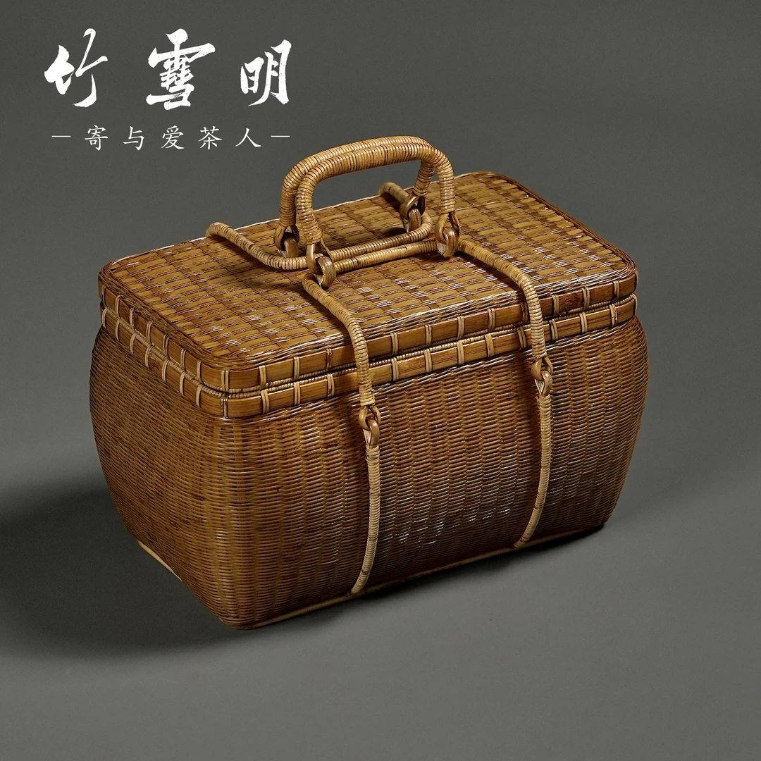 竹雪明|定制款夏梦 竹编茶箱便携出行茶具收纳箱茶人竹编包藤箱