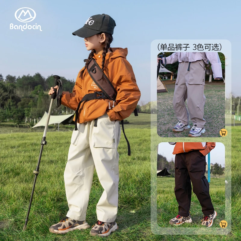 BANDOCIN/半度闲女童软壳宽松工装裤2024秋季中大童户外休闲长裤
