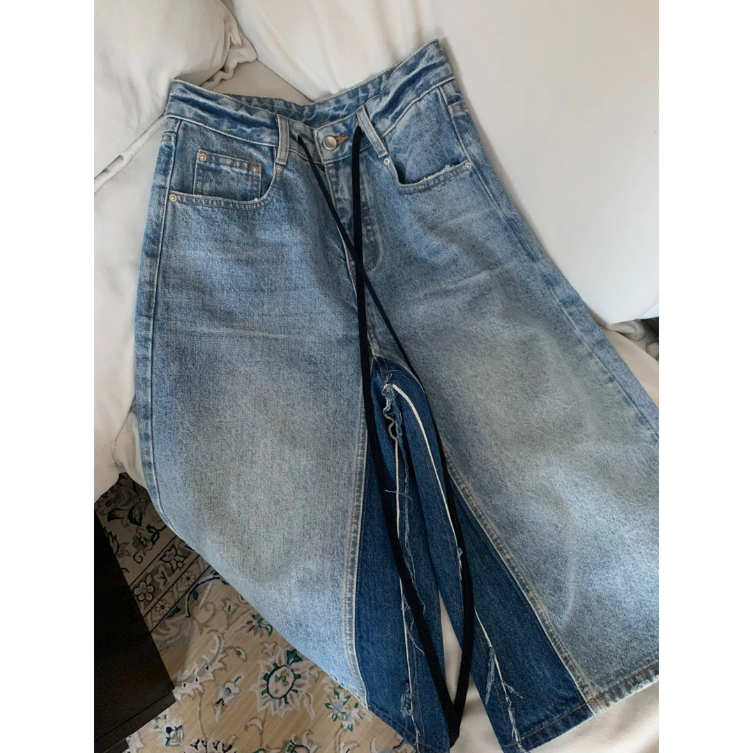 秋冬新款断码捡漏.牛仔装色拼接中裤5231