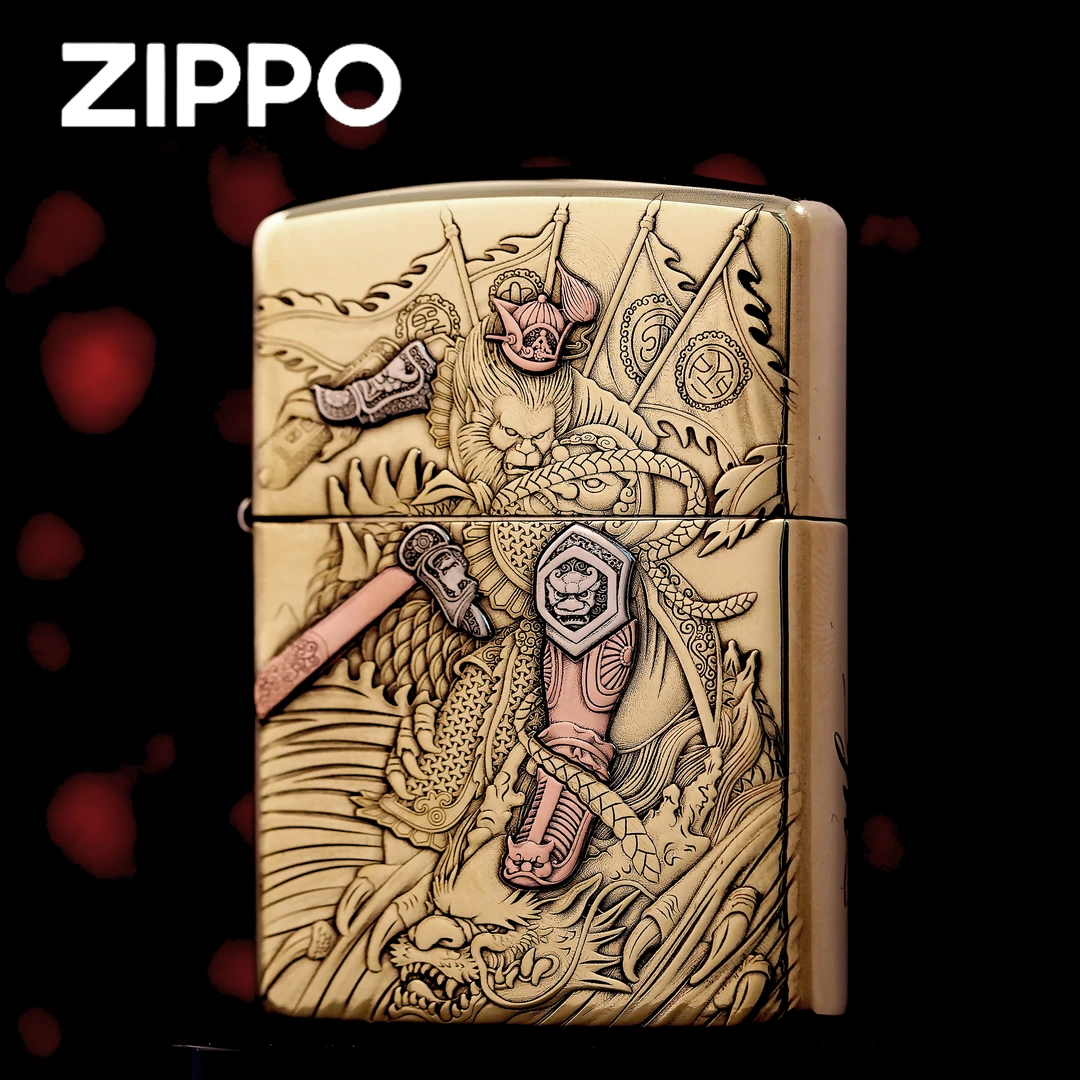 ZIPPO打火机正品/鹰皇黄铜盔甲双面大圣浮雕【达人链接】DYJ1