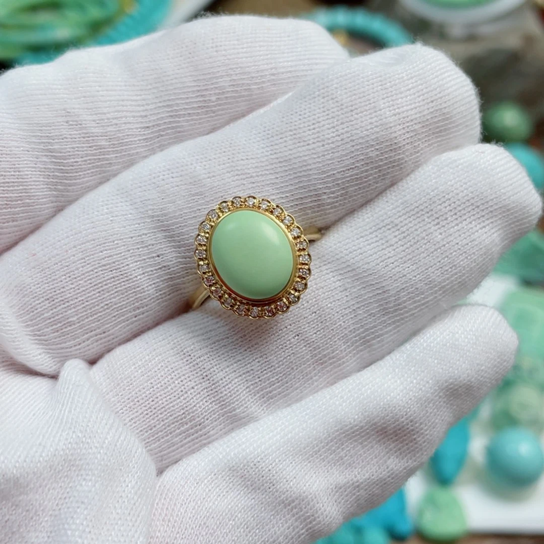 绿松石珠宝奇石18K金镶嵌