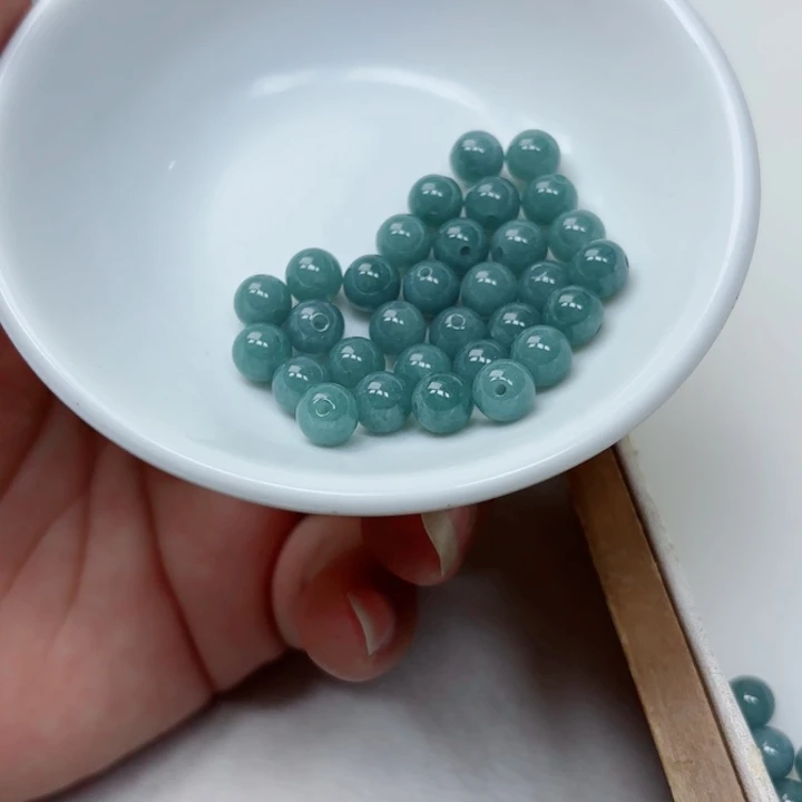 翡翠未镶嵌手链散珠30+1颗卡7