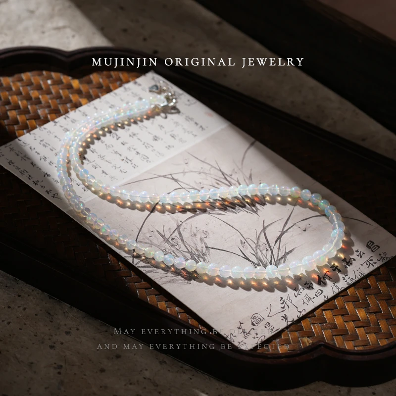 【木槿槿】天然欧泊塔链女款锁骨链颈链轻奢高级感百搭项链XL3283