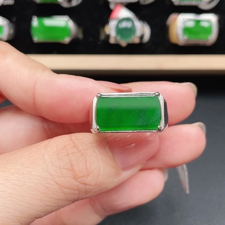 翡翠银S925镶嵌戒指编号3528没运费险