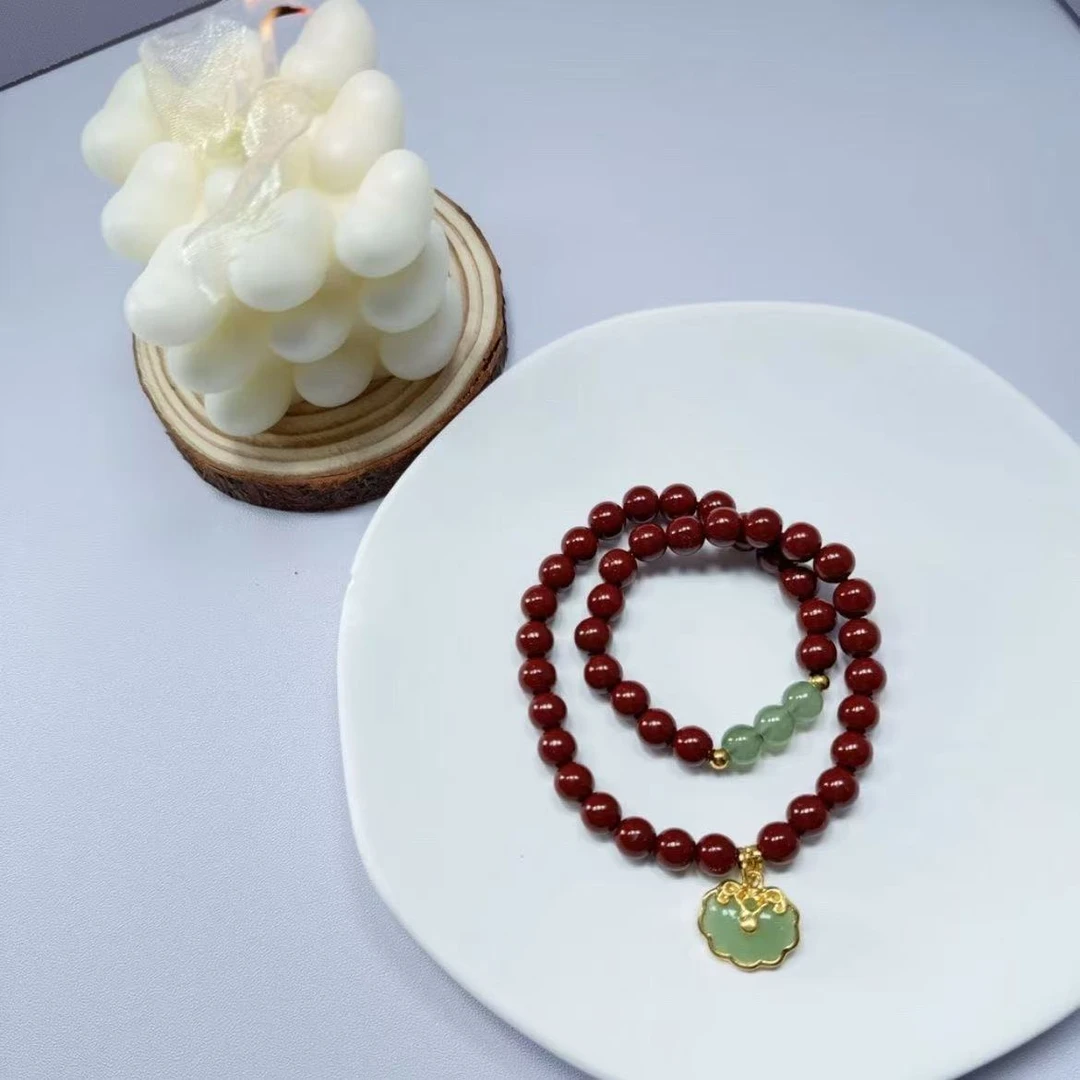 含辰砂工艺品S1007朱砂金锁-无礼盒