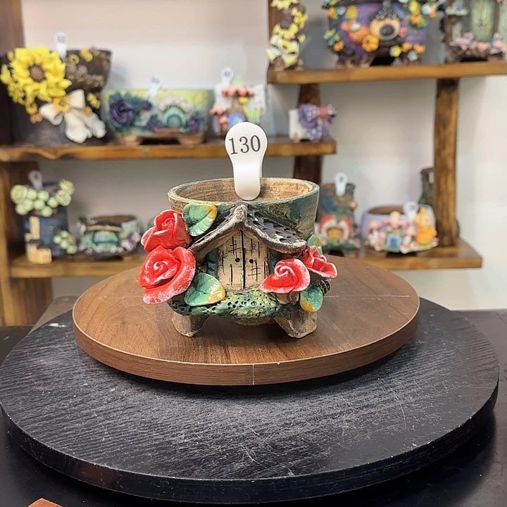 本墨花器麦饭石花盆
