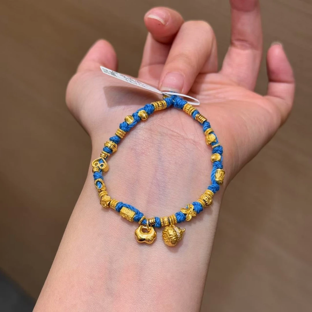 【菠萝珠宝】足金999 葫芦猫眼手串 金重：13.31克