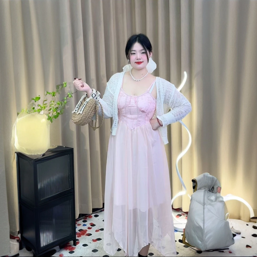 春装新款整套法式绝美气质在逃公主裙茶系浪漫复古穿搭感吊带裙