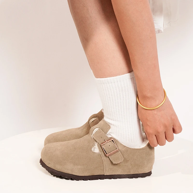 【全包棉勃肯】桑坡羊皮毛一体勃肯鞋博肯鞋低帮棉鞋女保暖冬季防寒