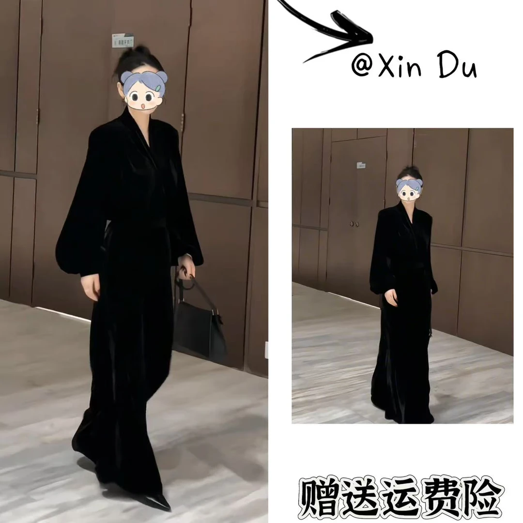 2025秋冬季新款时尚显瘦气质女士网红洋气连衣裙百搭款D25240