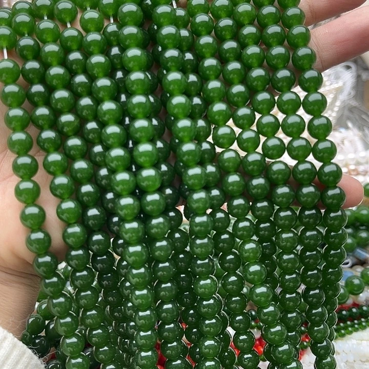 玛瑙/玉髓未镶嵌珠宝半成品一条8mm左右碧玉