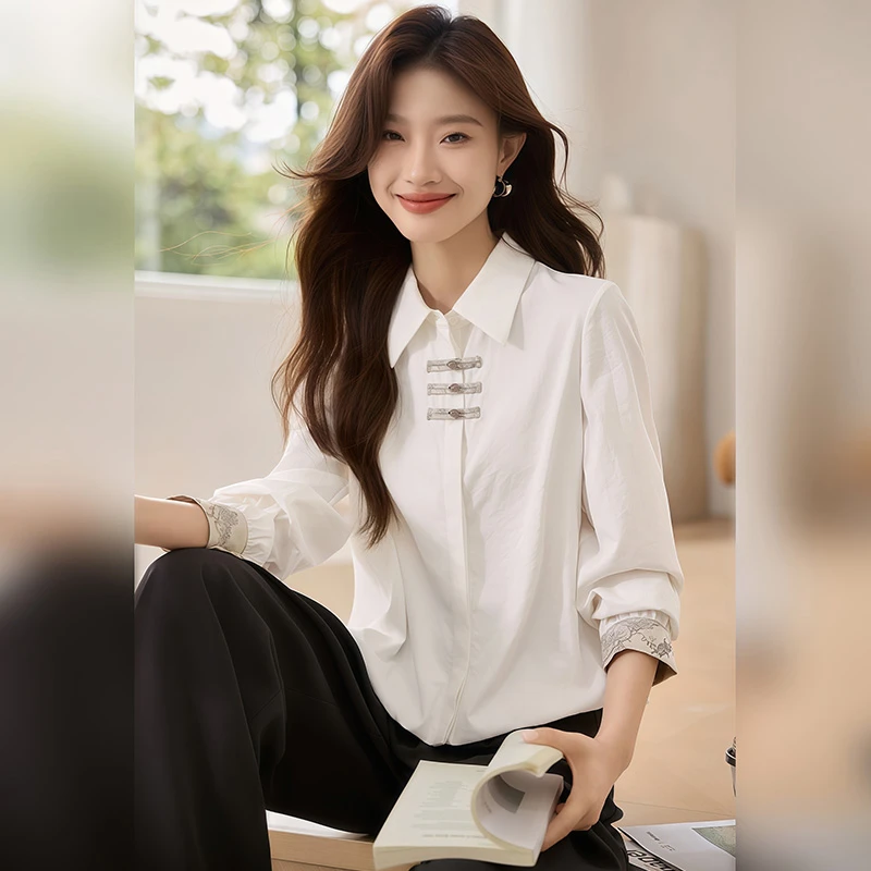 中式时髦气质百搭潮流衬衫女2025春季新款休闲简约个性设计上衣潮