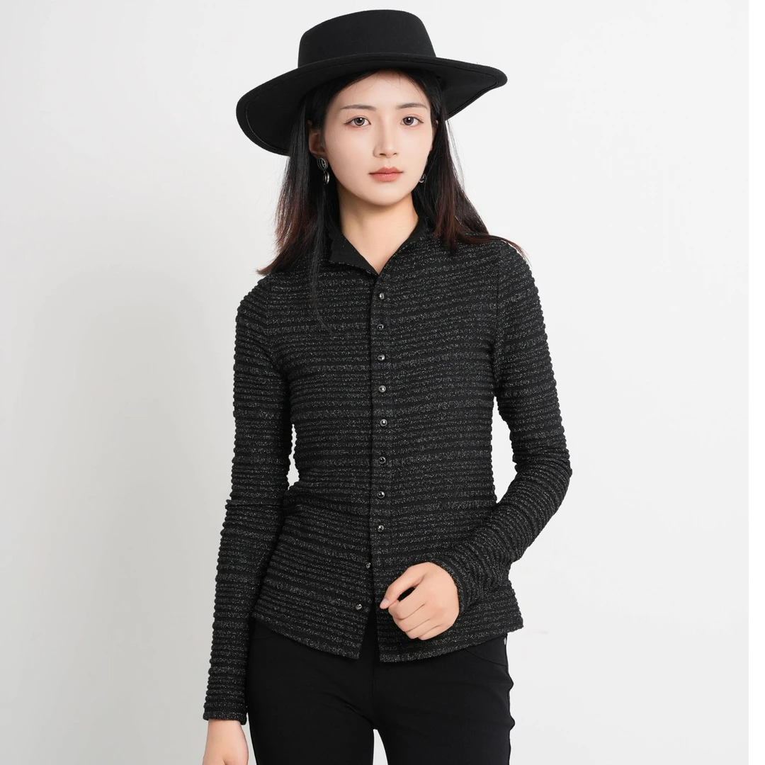 AMASS/阿玛施极简风中长款长袖亲肤修身衬衫修身休闲女士5301016