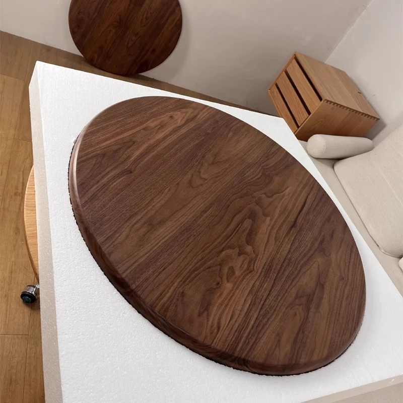 圆桌桌面板单独盖板胡桃木餐桌板材定制小饭桌生态板圆形台面板