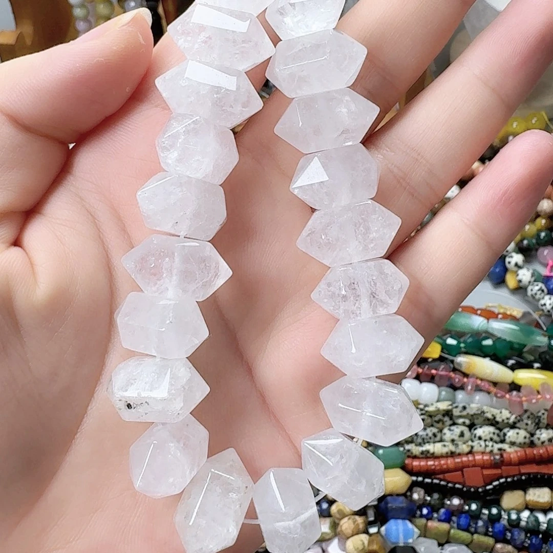 未镶嵌玛瑙/玉髓珠宝半成品白水晶双尖20颗