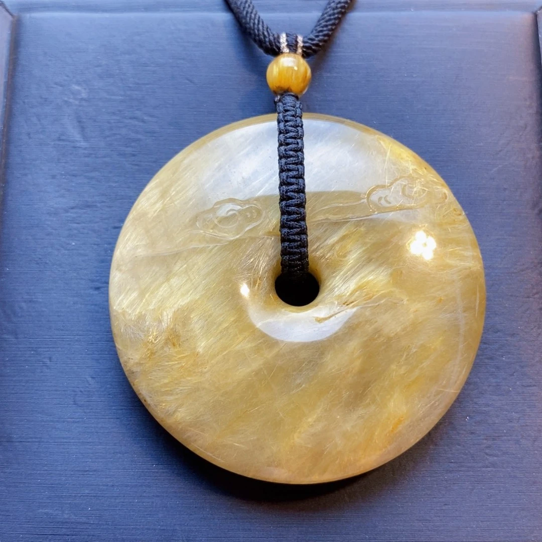 颈饰未镶嵌发晶天然金发晶满发晶平安扣吊坠