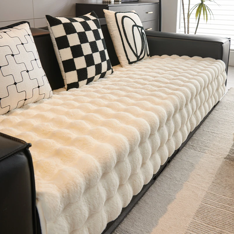 虹原风尚高级感仿兔毛沙发垫加厚冬季必备坐垫防滑直排沙发垫