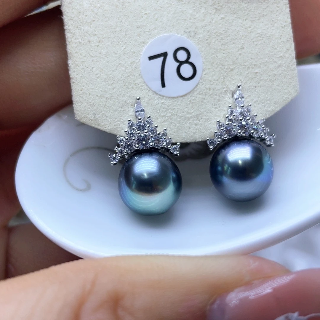 海水珍珠耳饰银S925镶嵌