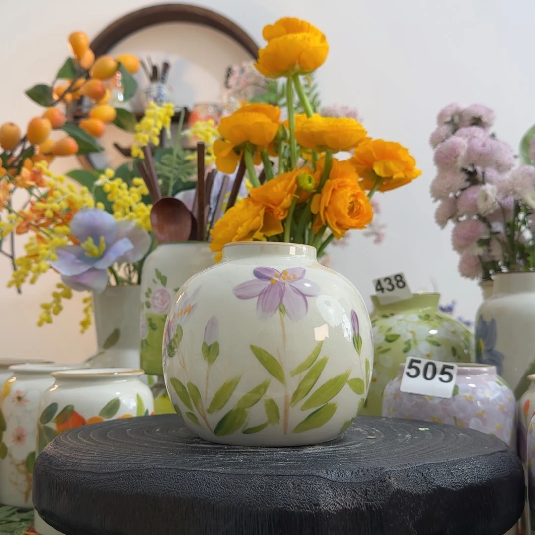 摆件景德镇手作陶瓷花瓶摆件无孔