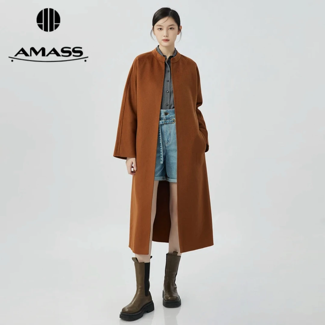【阿玛施AMASS】 国标领无扣长款大衣6400009