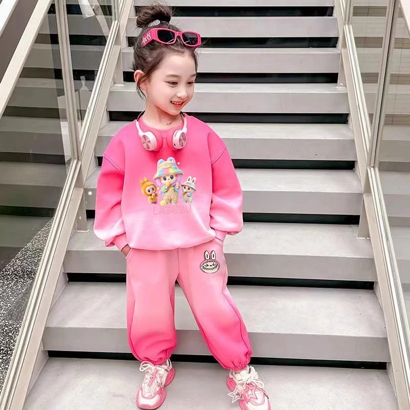 【现货】卡通拉布布卫衣套装春秋2025新款洋气女孩时髦休闲两件套卡