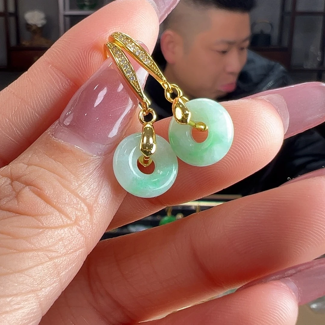 翡翠银S925镶嵌耳饰耳环50