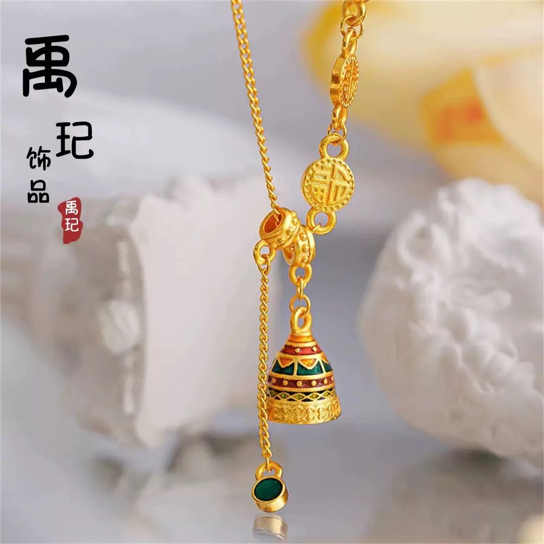 铜合金项链 金店同款古法珐琅彩藏式许愿塔铃铛项链【213】民族风