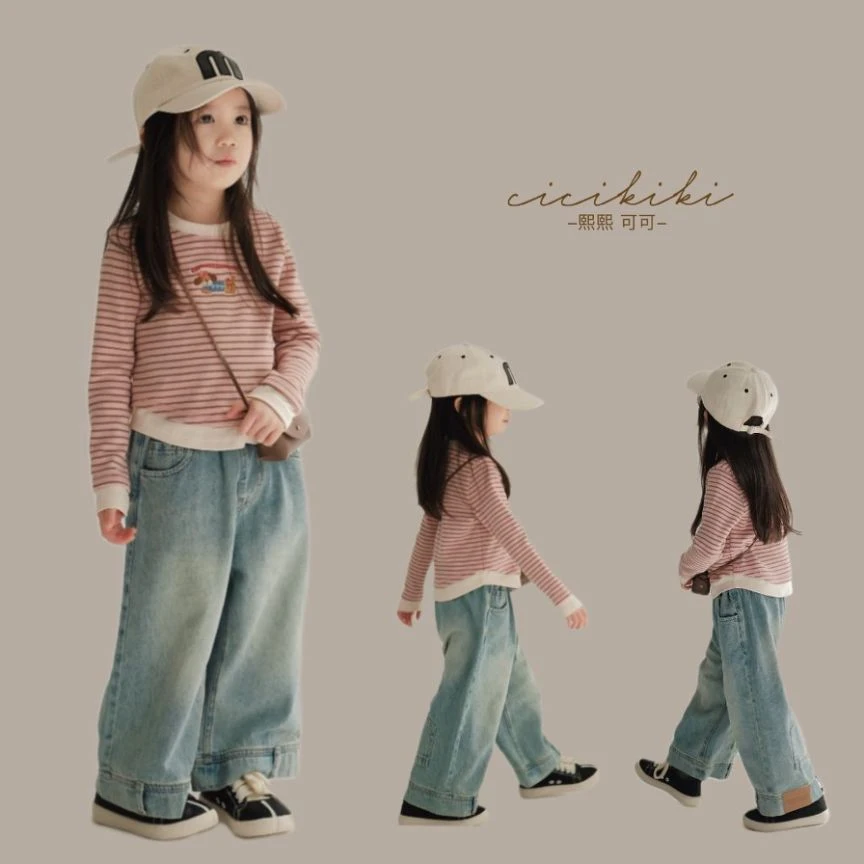 【菲亚】2025儿童春季新款女孩条纹卡通童装百搭T恤熙熙可可TX2503