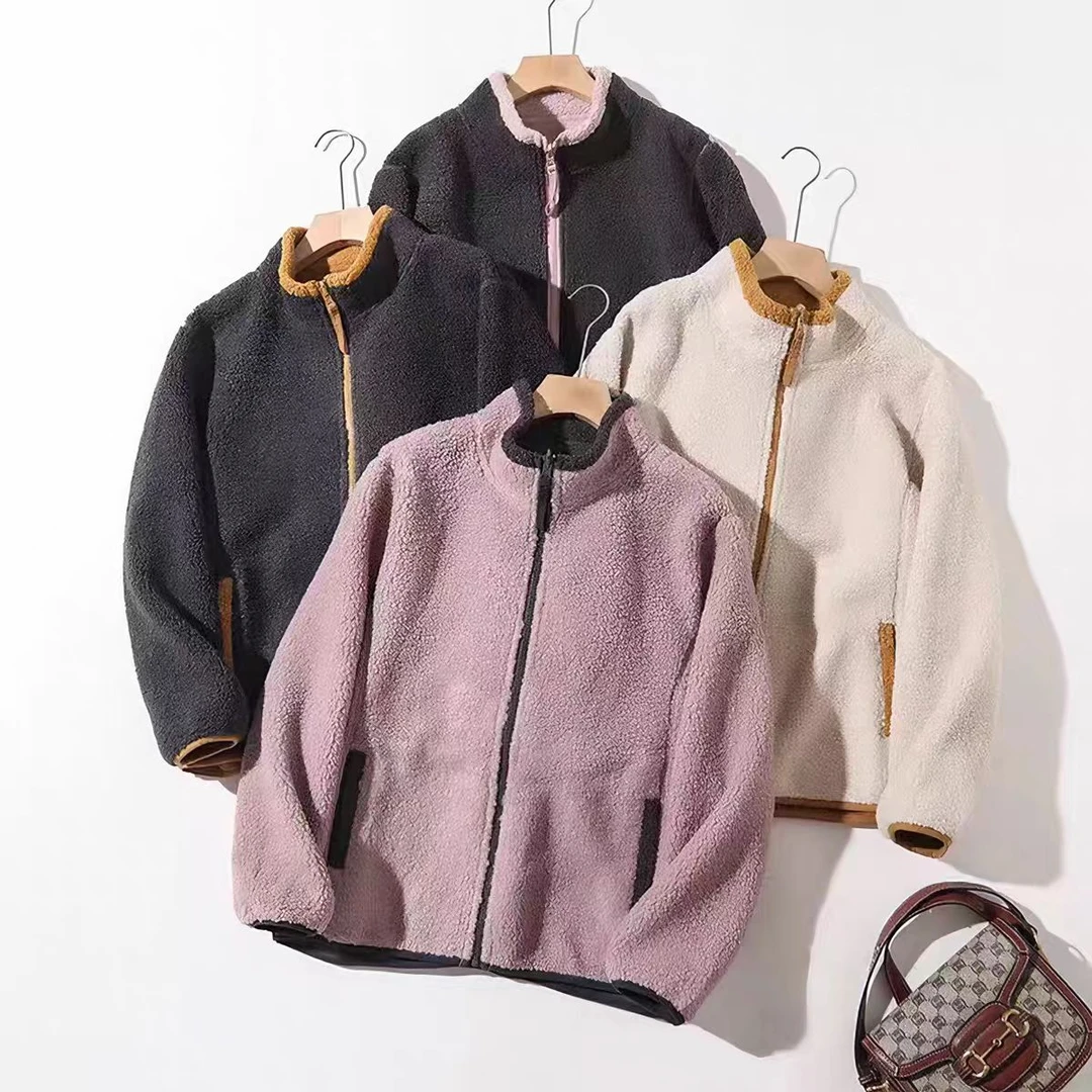 暖炉颗粒！冬款双面穿羊毛颗粒暖绒保暖简约防风立领厚外套