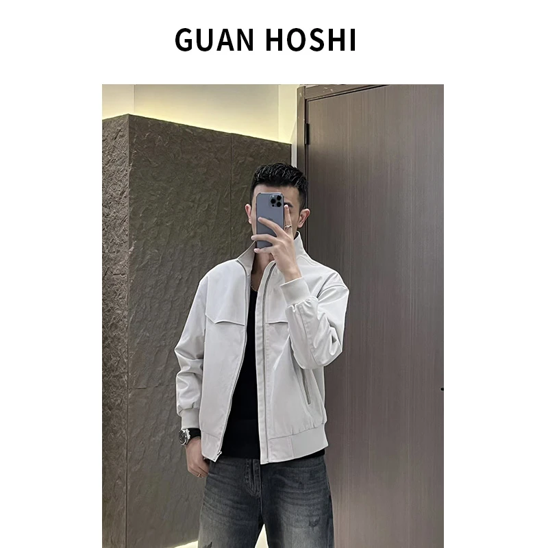 【冠什么希男装】春季短款时尚防风立领夹克冲锋衣痞帅阔肩外套3391