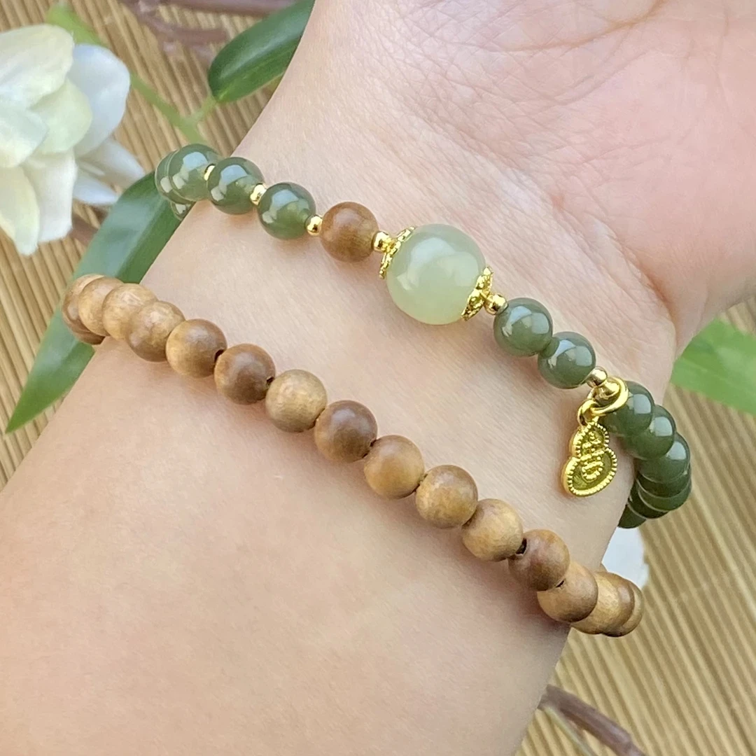 印度老山檀和田浓晴双圈手链