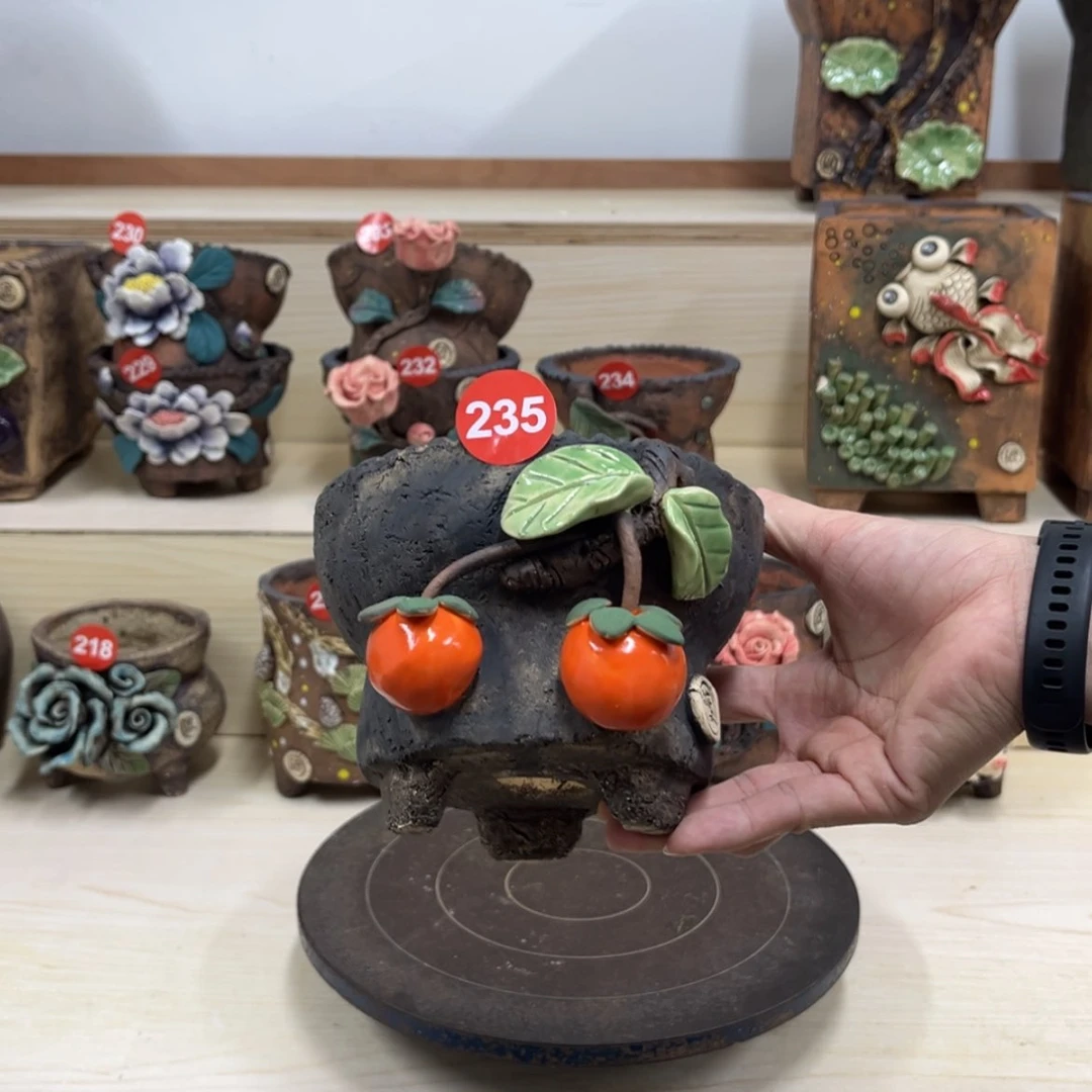 【闪购商品】紫砂花盆235号内口径11×11.5带脚高10