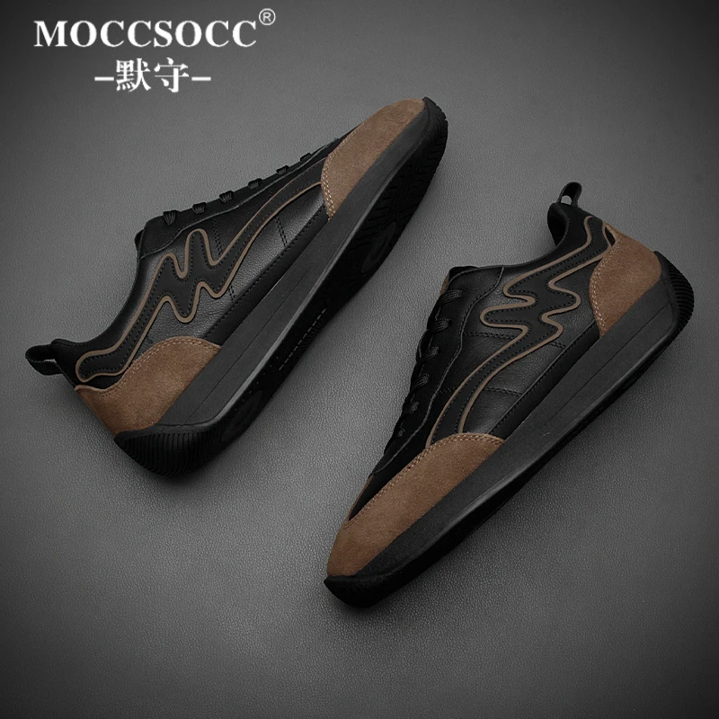 MOCCSOCC板鞋男款复古韩版男鞋潮流厚底增高鞋时尚百搭运动休闲鞋