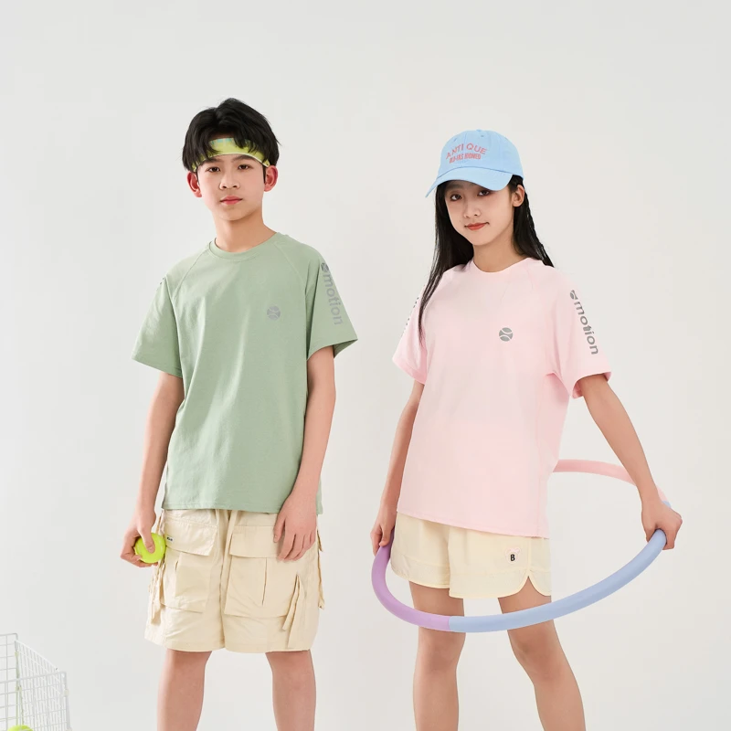 儿童速干衣短袖T恤可爱拼接童装户外宽松男时尚休闲透气夏季运动