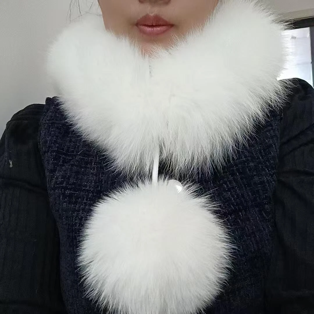新款狐狸毛韩版时尚真毛全面毛保暖围巾简约加厚耐寒护颈保暖围脖