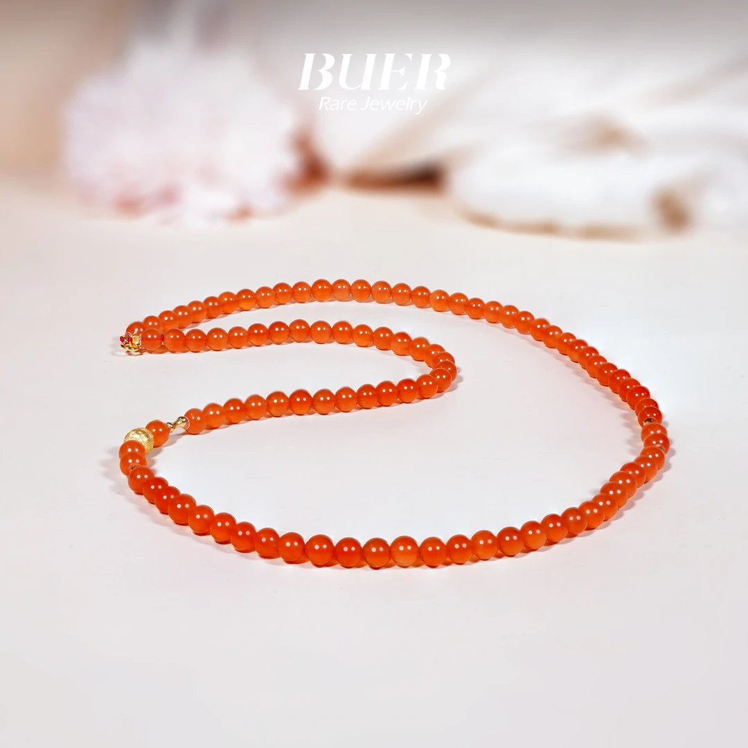 【不二】南红18k金DIY项链5mm+