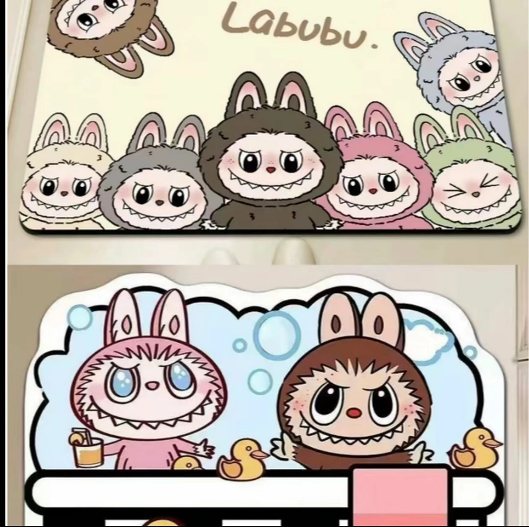 两条装 拉布布40*60厘米硅藻泥底 新款卡通吸水可爱风格脚垫