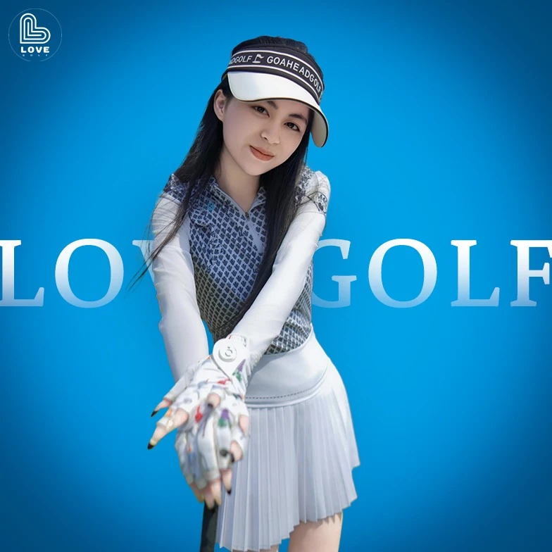 高尔夫组合女款Lovegolf透气清凉时尚百搭慵懒风白色上衣白色短裙