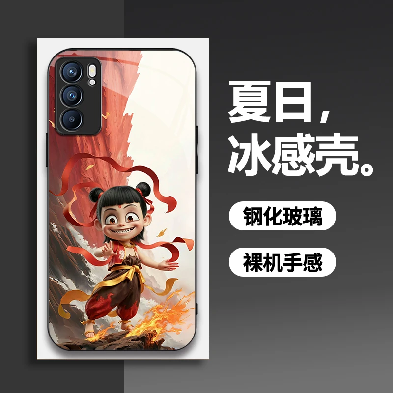 适用【OPPOReno6】手机壳国潮时尚哪吒闹海防摔保护套