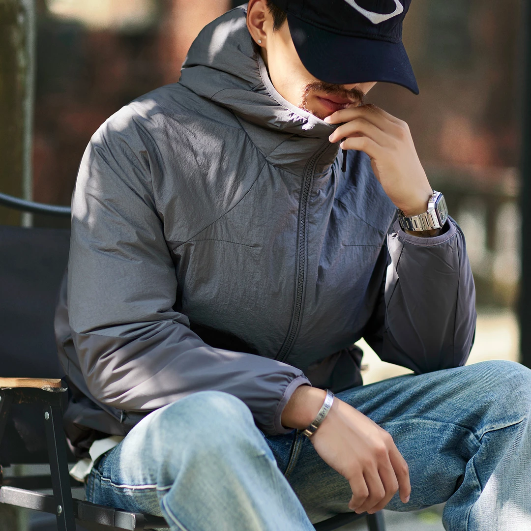 户外防泼水轻盈保暖连帽棉服男2025秋冬新款防风防寒轻薄棉衣外套