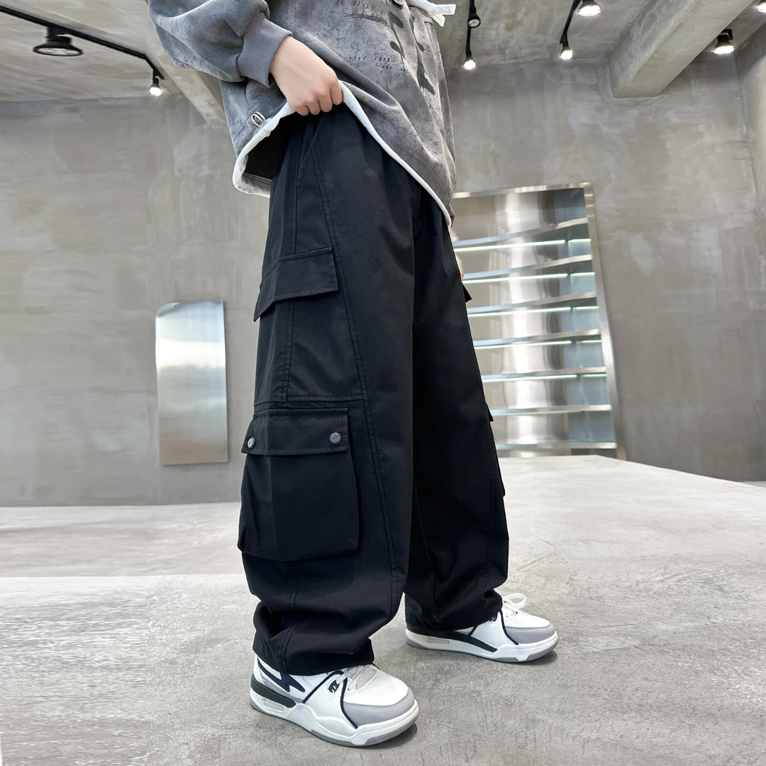 儿童休闲工装裤春秋款2025新款男童装弯刀宽松百搭中大童秋季裤子