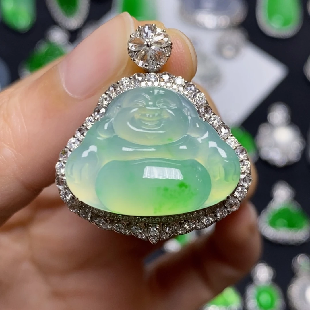 翡翠18K金镶嵌吊坠(不含链)佛