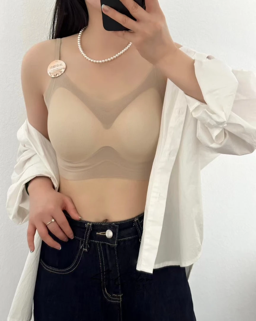 栗栗家粉底液固定杯超薄美背裹胸抹胸细肩带U背裸感女内衣666661