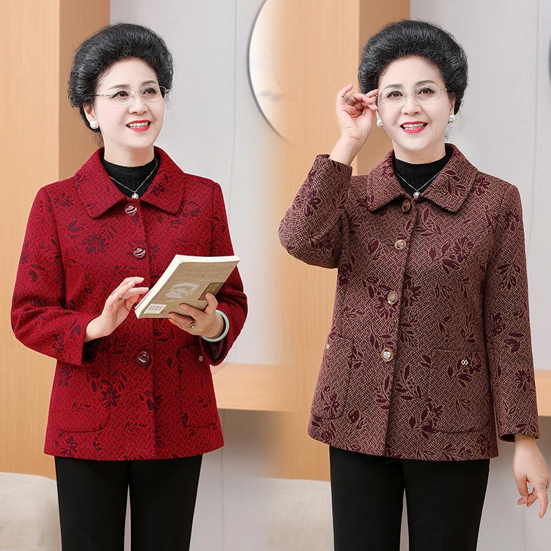 2025年新款中老年人春秋装女外套奶奶时尚上衣妈妈长袖50岁60老人