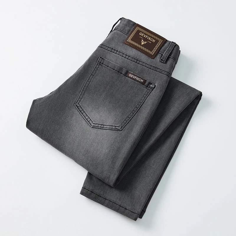 尼纳灰牛仔裤男士季新款轻奢修身小直筒潮流百搭休闲长裤子男款